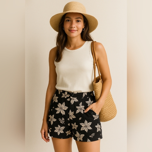 Forever 21 Pants - Forever 21 Contemporary  Black Floral Shorts (S)